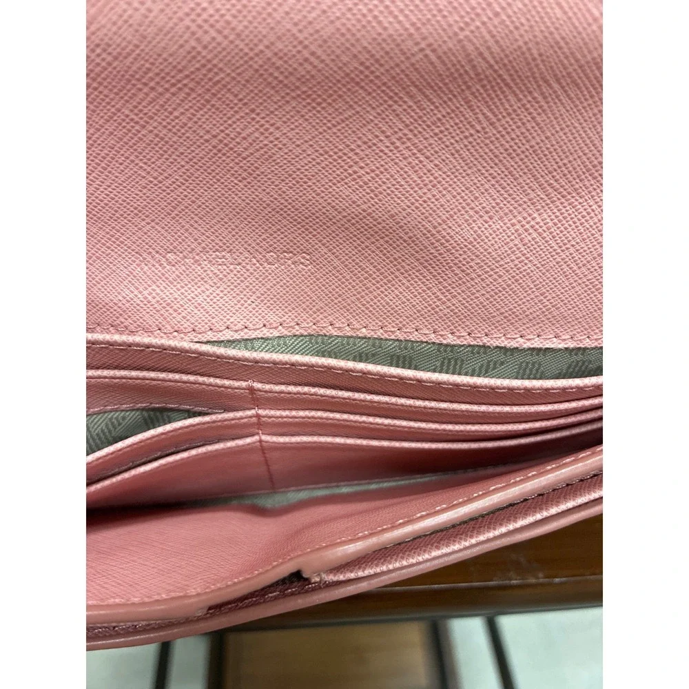 MK Leather Michael Kors Pink Saffiano Stingray Embossed Continental Flap Wallet